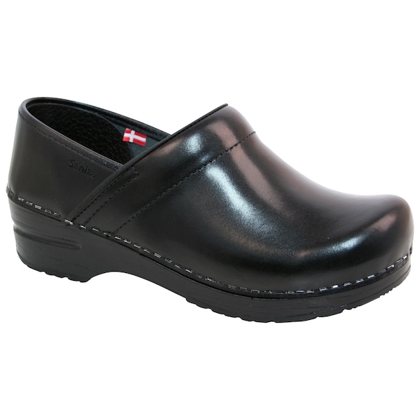 Men's Closed Back Clog, Cabrio leather Upper, Polyurethane Outsole, Black, Size 11.5-12 M